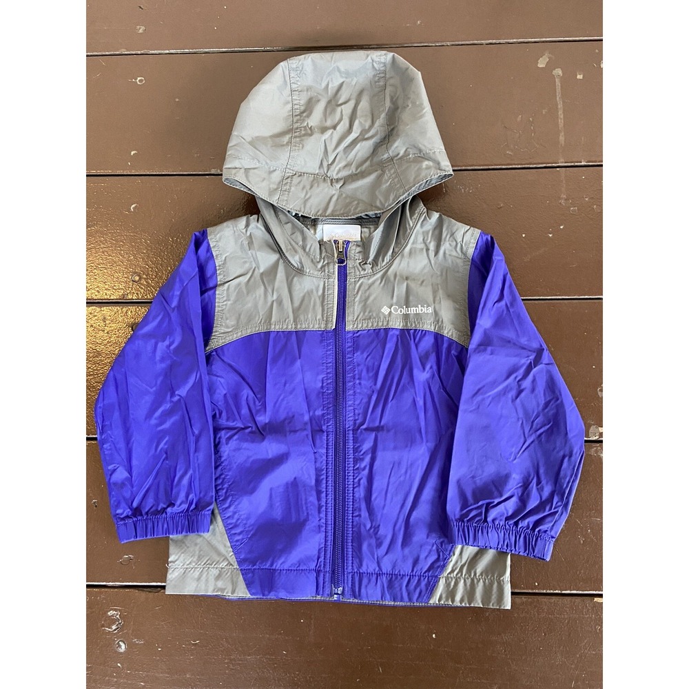 Columbia‎ Sportswear Company Boys Size 3T Hooded Windbreaker Jacket Purple/Gray